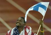 11 August 2005; Justin Gatlin, USA, celebrates after victory in the Men's 200m Final. 2005 IAAF World Athletic Championships, Helsinki, Finland. Picture credit; Pat Murphy / SPORTSFILE