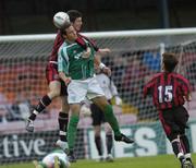 11 August 2005; Ken Oman, Bohemians, in action against Eamon Zayed, Bray Wanderers, as Niall O'Reilly,15, looks on. eircom League, Premier Division, Bohemians v Bray Wanderers, Dalymount Park, Dublin. Picture credit; Brian Lawless / SPORTSFILE