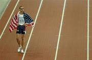 12 August 2005; Jeremy Wariner, USA, celebrates after victory in the Men's 400m Final. 2005 IAAF World Athletic Championships, Helsinki, Finland. Picture credit; Pat Murphy / SPORTSFILE