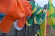 1 March 2014; Merchandise for Meath and Armagh hangs outside the ground before the match. Allianz Football League, Division 2, Round 3, Meath v Armagh, Páirc Tailteann, Navan, Co. Meath. Picture credit: Ramsey Cardy / SPORTSFILE