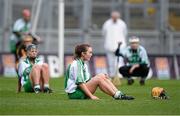 2 March 2014; Ballyhale Shamrocks players after the final whistle is blown which ended the game in a draw. AIB All-Ireland Intermediate Camogie Club Championship Final, Ballyhale Shamrocks v Lismore, Croke Park, Dublin. Picture credit: Barry Cregg / SPORTSFILE