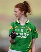 2 March 2014; Louise Ni Mhuircheartaigh, Kerry, celebrates her side's victory over Cork. Tesco Homegrown Ladies National Football League, Division 1, Round 4, Kerry v Cork, Pairc an Aghasaigh, Dingle, Co.Kerry. Picture credit: Brendan Moran / SPORTSFILE