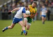 2 March 2014; Gavin Doogan, Monaghan, in action against Christy Toye, Donegal. Allianz Football League, Division 2, Round 3, Donegal v Monaghan, O'Donnell Park, Letterkenny, Co. Donegal. Picture credit: Oliver McVeigh / SPORTSFILE