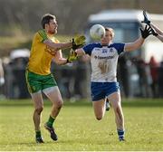 2 March 2014; Christy Toye, Donegal, in action against Kieran Hughes, Monaghan. Allianz Football League, Division 2, Round 3, Donegal v Monaghan, O'Donnell Park, Letterkenny, Co. Donegal. Picture credit: Oliver McVeigh / SPORTSFILE