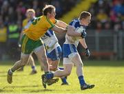 2 March 2014; Colin Walse, Monaghan, in action against Dermot Molloy, Donegal. Allianz Football League, Division 2, Round 3, Donegal v Monaghan, O'Donnell Park, Letterkenny, Co. Donegal. Picture credit: Oliver McVeigh / SPORTSFILE