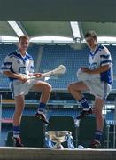 10 August 2005; John McCaffrey, left, Dublin minor hurling  captain and Richie Dalton, Offaly minor football captain, at the announcement that ESB will sponsor the Minor Football and Hurling Championships for the next three years. Croke Park, Dublin. Picture credit; David Maher / SPORTSFILE