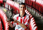 11 August 2005; Derry City's Mark Farren who was presented with the eircom / Soccer Writers Association of Ireland Player of the Month award for July. Brandywell, Derry. Picture credit; Lorcan Doherty / SPORTSFILE