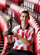 11 August 2005; Derry City's Mark Farren who was presented with the eircom / Soccer Writers Association of Ireland Player of the Month award for July. Brandywell, Derry. Picture credit; Lorcan Doherty / SPORTSFILE