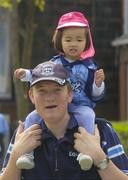13 August 2005; Dublin supporter Mike Woods from Dun Laoghaire with his daughter Mia, aged 2 years, before the match. Bank of Ireland All-Ireland Senior Football Championship Quarter-Final, Dublin v Tyrone, Croke Park, Dublin. Picture credit; Damien Eagers / SPORTSFILE