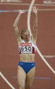 13 August 2005; Yuliya Pechonkina, Russia, celebrates after victory in the Women's 400m Hurdles Final. 2005 IAAF World Athletic Championships, Helsinki, Finland. Picture credit; Pat Murphy / SPORTSFILE