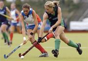 14 August 2005; Lynsey McVicker, Ireland, in action against Peggy Bergere, France. 7th Women's European Nations Hockey Championship, Pool A, Ireland v France, Belfield, UCD, Dublin. Picture credit; Matt Browne / SPORTSFILE