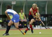 15 August 2005; Alex Danson, England, right, in action against Louise Carroll, Scotland. 7th Women's European Nations Hockey Championship, Pool B, England v Scotland, Belfield, UCD, Dublin. Picture credit; Damien Eagers / SPORTSFILE