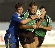 16 August 2005; Matt Mostyn, Connacht, is tackled by Ezio Galon, Parma. Connacht Pre-Season Friendly 2005-2006, Connacht v Parma, Sportsground, Galway. Picture credit; Matt Browne / SPORTSFILE
