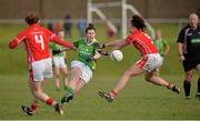 2 March 2014; Lorraine Scanlon, Kerry, in action against Annie Walsh, Cork. Tesco Homegrown Ladies National Football League, Division 1, Round 4, Kerry v Cork, Pairc an Aghasaigh, Dingle, Co.Kerry. Picture credit: Brendan Moran / SPORTSFILE
