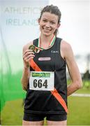 2 March 2014; Sarah McCormack from Clonliffe Harriers AC, after she won the Senior Women 8000m at the Woodie’s DIY Inter Club & Juvenile Relay Cross Country Championships of Ireland. Dundalk Institute of Technology, Dundalk, Co. Louth Picture credit: Matt Browne / SPORTSFILE