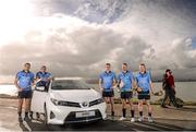 3 March 2014; At the announcement of Toyota Ireland becoming the official car partner to Dublin GAA are, from left, Dublin hurlers Conal Keaney, Peter Kelly, Liam Rushe,  Michael Carton and Johnny McCaffrey. As part of the three year deal Toyota will provide a total of 16 vehicles which will see players and management of the Dublin senior football and hurling teams enjoy the comfort, quality and reliability that Toyota vehicles are renowned for. Bull Island, Dublin. Photo by Sportsfile