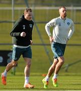 3 March 2014; Republic of Ireland's David Meyler, right, and Anthony Stokes during squad training ahead of their International Friendly against Serbia on Wednesday. Republic of Ireland Squad Training, Gannon Park, Malahide, Co. Dublin. Picture credit: David Maher / SPORTSFILE