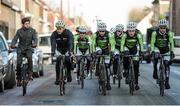 4 March 2014; Irish members of the An Post Chain Reaction Sean Kelly Team, from left, Ryan Mullen, Sean Downey, Jack Wilson and Marcus Christie during a training ride following the 2014 team launch in Tielt, Belgium. Picture credit: Stephen McCarthy / SPORTSFILE