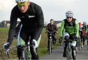 4 March 2014; A cyclist joins in on the An Post Chain Reaction Sean Kelly Team training ride following the 2014 team launch in Tielt, Belgium. Picture credit: Stephen McCarthy / SPORTSFILE