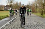 4 March 2014; Ryan Mullen of the An Post Chain Reaction Sean Kelly Team during a training ride following the 2014 team launch in Tielt, Belgium. Picture credit: Stephen McCarthy / SPORTSFILE