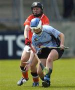 14 August 2005; Aine Fanning , Dublin, in action against Laura Gribben, Armagh. All-Ireland Junior Camogie Championship Semi-Final, Dublin v Armagh, Parnell Park, Dublin. Picture credit; David Maher / SPORTSFILE