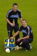 16 August 2005; Kilkenny hurlers Derek Lyng, left, and JJ Delaney at the announcement that Lucozade Sport has extended it's sponsorship of Gaelic Games in Co. Kilkenny until 2008. Nowlan Park, Kilkenny. Picture credit; Brendan Moran / SPORTSFILE