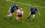 13 August 2005; Peter Canavan, Tyrone, in action against Dublin's Paul Griffin, left, and Stephen O'Shaughnessy. Bank of Ireland All-Ireland Senior Football Championship Quarter-Final, Dublin v Tyrone, Croke Park, Dublin. Picture credit; Ray McManus / SPORTSFILE
