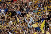 14 August 2005; Clare fans cheer on their team during the game. Guinness All-Ireland Senior Hurling Championship Semi-Final, Cork v Clare, Croke Park, Dublin. Picture credit; Ray McManus / SPORTSFILE