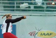 10 August 2005; Jennifer Joyce, Canada, in action during the women's Hammer Throw qualification competition. 2005 IAAF World Athletic Championships, Helsinki, Finland. Picture credit; Pat Murphy / SPORTSFILE