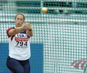 10 August 2005; Erin Gilreath, USA, in action during the women's Hammer Throw qualification competition. 2005 IAAF World Athletic Championships, Helsinki, Finland. Picture credit; Pat Murphy / SPORTSFILE