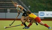 19 August 2005; Fanny Rinne, Germany, in action against Ailvia Munoz, Spain. 7th Women's European Nations Hockey Championship, Semi-Final, Germany v Spain, Belfield, UCD, Dublin. Picture credit; Brendan Moran / SPORTSFILE