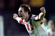 19 August 2005; Barry Molloy, Derry City, celebrates after scoring his sides third goal. eircom League, Premier Division, Derry City v Cork City, Brandywell, Derry. Picture credit; David Maher / SPORTSFILE