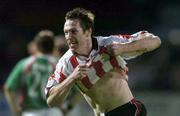 19 August 2005; Barry Molloy, Derry City, celebrates after scoring his sides third goal. eircom League, Premier Division, Derry City v Cork City, Brandywell, Derry. Picture credit; David Maher / SPORTSFILE