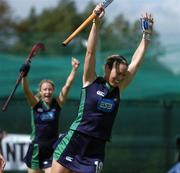 20 August 2005; Jenny Burke, Ireland, celebrates scoring her sides third goal. 7th Women's European Nations Hockey Championship, 5th / 6th Place Play-Off Game, Ireland v Ukraine, Belfield, UCD, Dublin. Picture credit; Brendan Moran / SPORTSFILE