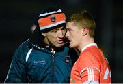 7 February 2014; Armagh assistant manager Kieran McGeeney talks to Niall McConville, Armagh. Allianz Football League, Division 2, Round 2, Armagh v Down, Athletic Grounds, Armagh. Picture credit: Oliver McVeigh / SPORTSFILE