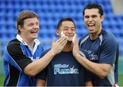 26 August 2008; Irish sporting stars Brian O'Driscoll, left, Sean Og O hAilpin, right, and Jason Sherlock are pictured at the launch of the Gillette Fusion Coaching Academy in Donnybrook, Dublin. Gillette are offering lucky sports fans from around the country the chance to win a training session of a lifetime with either Brian, Jason or Seán Óg. The Gillette Fusion Coaching Clinics will take place in Dublin in September and October. For your chance to win a place log on to www.gillettechampions.ie. Whether your sport is rugby, Gaelic football or hurling yourself and four friends have a chance to win an exclusive training session along with plenty of Gillette goodies. Ireland rugby captain, Brian O’Driscoll or GAA All-Ireland winners Seán Óg or Jason will be your coach for the day with top tips on all aspects of the game from technical skills to fitness routines. Picture credit: Brian Lawless / SPORTSFILE