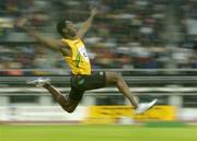 13 August 2005; James Beckford, Jamaica, in action during the Men's Long Jump final. 2005 IAAF World Athletic Championships, Helsinki, Finland. Picture credit; Pat Murphy / SPORTSFILE