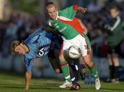 25 August 2005; Liam Kearney, Cork City, in action against Johan Arneg, Djurgardens IF. UEFA Cup, Second Qualifying Round, Second Leg, Cork City v Djurgardens IF, Turners Cross, Cork. Picture credit; Brendan Moran / SPORTSFILE