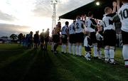 26 August 2005; The Dundalk and Drogheda United teams line up on the new artifical pitch for the first time. FAI Carlsberg Cup 3rd Round, Dundalk v Drogheda United, Oriel Park, Dundalk, Co. Louth. Picture credit; David Maher / SPORTSFILE