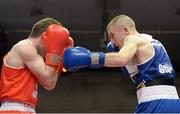 7 March 2014; Paddy Barnes, right, Holy Family Golden Gloves Boxing Club, exchanges punches with Hughie Myers, Ryson Boxing Club, during their 49Kg bout. National Senior Boxing Championship Finals, National Stadium, Dublin. Picture credit: Barry Cregg / SPORTSFILE