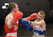 7 March 2014; Paddy Barnes, right, Holy Family Golden Gloves Boxing Club, exchanges punches with Hughie Myers, Ryson Boxing Club, during their 49Kg bout. National Senior Boxing Championship Finals, National Stadium, Dublin. Picture credit: Barry Cregg / SPORTSFILE