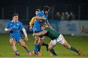 7 March 2014; Riccardo Michieletto, Italy, is tackled by Peter Robb, Ireland. U20 Six Nations Rugby Championship, Ireland v Italy, Dubarry Park, Athlone, Co. Westmeath. Picture credit: Ramsey Cardy / SPORTSFILE