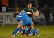 7 March 2014; Peter Robb, Ireland, is tackled by Filippo Buscema, Italy. U20 Six Nations Rugby Championship, Ireland v Italy, Dubarry Park, Athlone, Co. Westmeath. Picture credit: Ramsey Cardy / SPORTSFILE