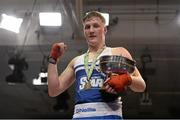 7 March 2014; Michael O'Reilly, Portlaoise Boxing Club, after victory over Darren O'Neill, Paulstown Boxing Club, in their 75Kg bout. National Senior Boxing Championship Finals, National Stadium, Dublin. Picture credit: Barry Cregg / SPORTSFILE