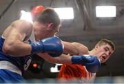 7 March 2014; Joe Ward, right, Moate Boxing Club, exchanges punches with Matthew Tinker, St Francis Boxing Club, during their 81Kg bout. National Senior Boxing Championship Finals, National Stadium, Dublin. Picture credit: Barry Cregg / SPORTSFILE