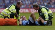 27 August 2005; Alan Brogan, Dublin, is attended to by medical staff shortly before he had to leave the pitch due to injury. Bank of Ireland All-Ireland Senior Football Championship Quarter-Final Replay, Dublin v Tyrone, Croke Park, Dublin. Picture credit; David Maher / SPORTSFILE