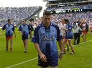 27 August 2005; Dublin's Senan Connell walks off the pitch after defeat to Tyrone. Bank of Ireland All-Ireland Senior Football Championship Quarter-Final Replay, Dublin v Tyrone, Croke Park, Dublin. Picture credit; Damien Eagers / SPORTSFILE
