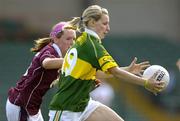 27 August 2005; Mairead Finnegan, Kerry, in action against Marie O'Connell, Galway. TG4 Ladies Football All-Ireland Quarter-Final, Galway v Kerry, Gaelic Grounds, Limerick. Picture credit; Brendan Moran / SPORTSFILE