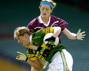 27 August 2005; Sarah O'Connor, Kerry, in action against Emer Flaherty, Galway. TG4 Ladies Football All-Ireland Quarter-Final, Galway v Kerry, Gaelic Grounds, Limerick. Picture credit; Brendan Moran / SPORTSFILE