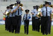 28 August 2005; David Moran, Swinford , Co. Mayo, centre, along side Sergeant Pat Kenny, as he leads the Garda band. David suffers from Leukaemia and was made a honourary member of the Gardai for a week. Bank of Ireland All-Ireland Senior Football Championship Semi-Final, Kerry v Cork, Croke Park, Dublin. Picture credit; David Maher / SPORTSFILE